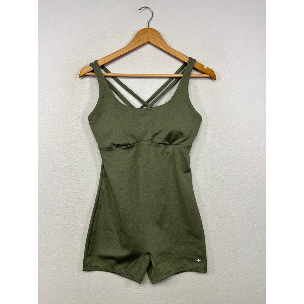 Athleisure Halara Womens M Olive Green Strappy Back Activewear Romper Yoga Gym